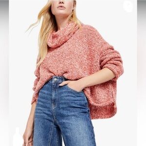 Free People Scarlet Flame Cowl Neck Oversize Sweater